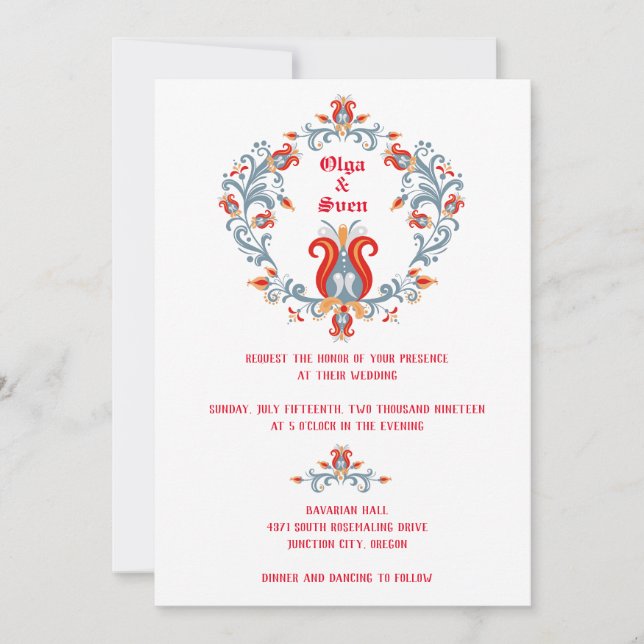 Invitation Carton d'invitation de mariage d'art populaire sca (Devant)