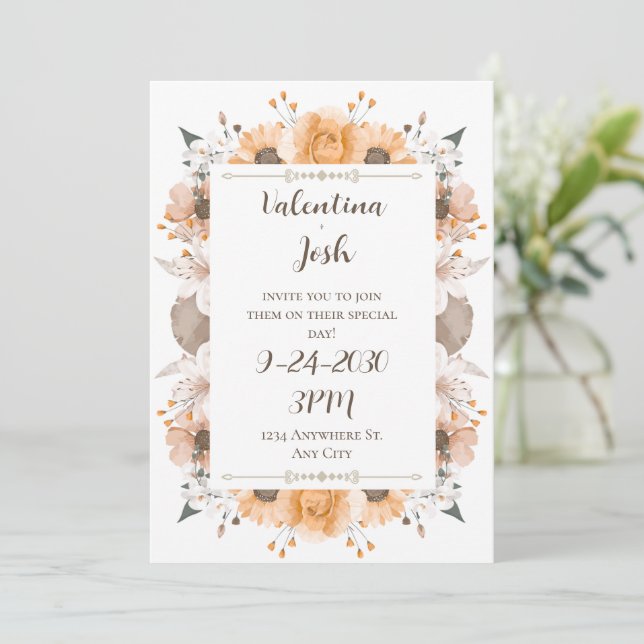 Invitation Carton d'invitation de mariage d'automne  (Debout devant)