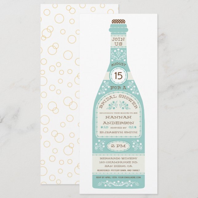 Invitation Carton d'invitation de mariage de bouteille de vin (Devant / Derrière)