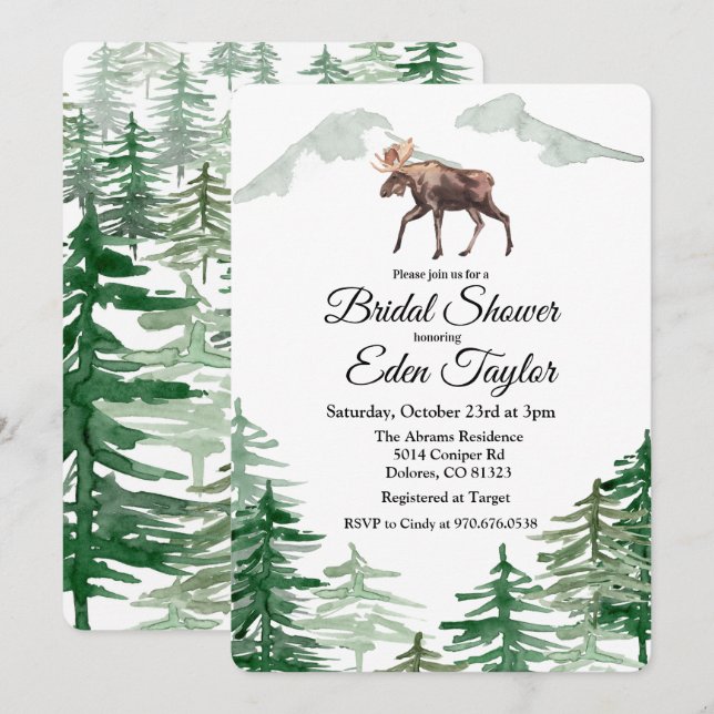 Invitation Carton d'invitation de mariage de cerf de l'arbre  (Devant / Derrière)