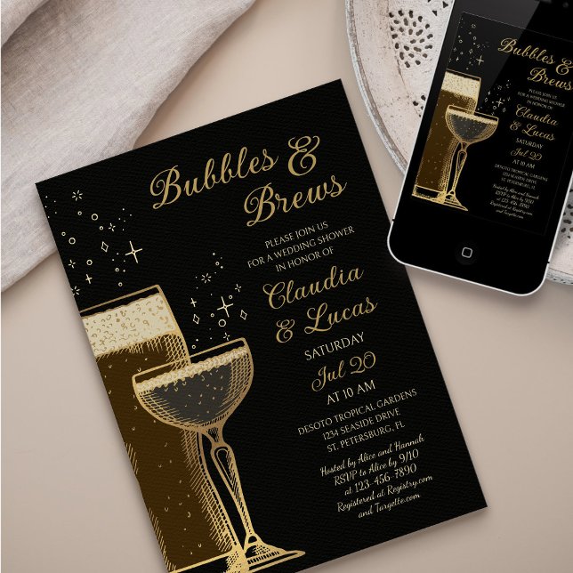 Invitation Carton d'invitation de mariage de couples Bulles e (Créateur téléchargé)