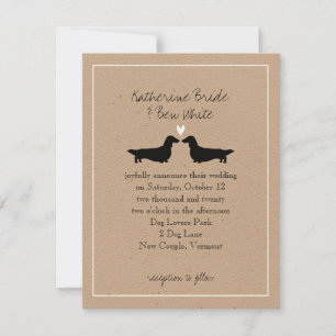 Invitation Carton d'invitation de mariage de Dachshunds à poi