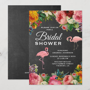 Invitation Carton d'invitation de mariage de flamant floral v