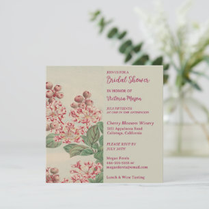 Invitation Carton d'invitation de mariage de jardin peint vin