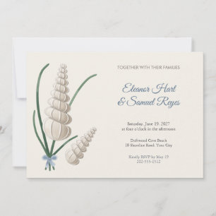 Invitation Carton d'invitation de mariage de la plage de coqu