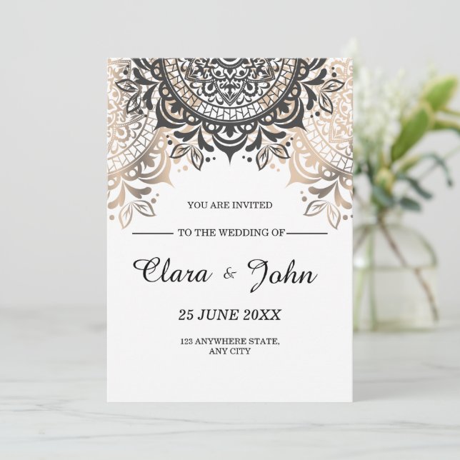 Invitation Carton d'invitation de mariage de luxe, mariage mi (Debout devant)