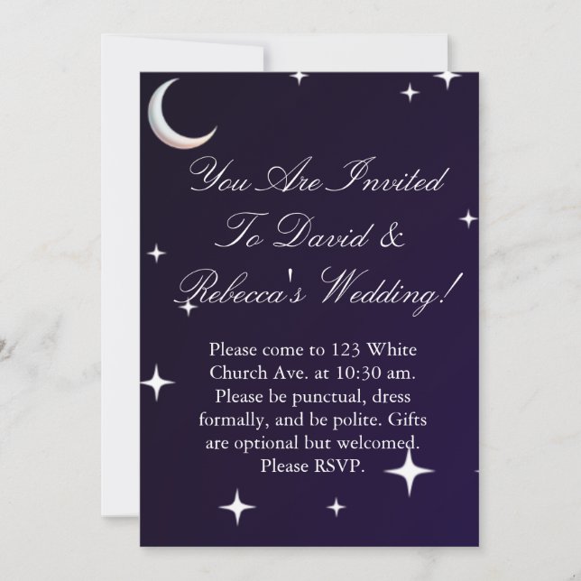 Invitation Carton d'invitation de mariage de nuit à dégradé n (Devant)
