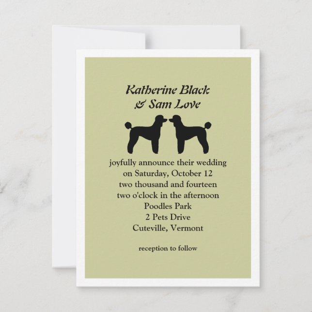 Invitation Carton d'invitation de mariage de Poodles Standard (Devant)