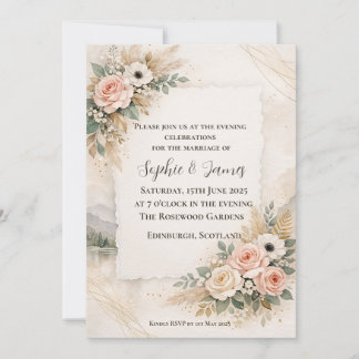 Invitation Carton d'invitation de mariage de soirée Bohème Pa