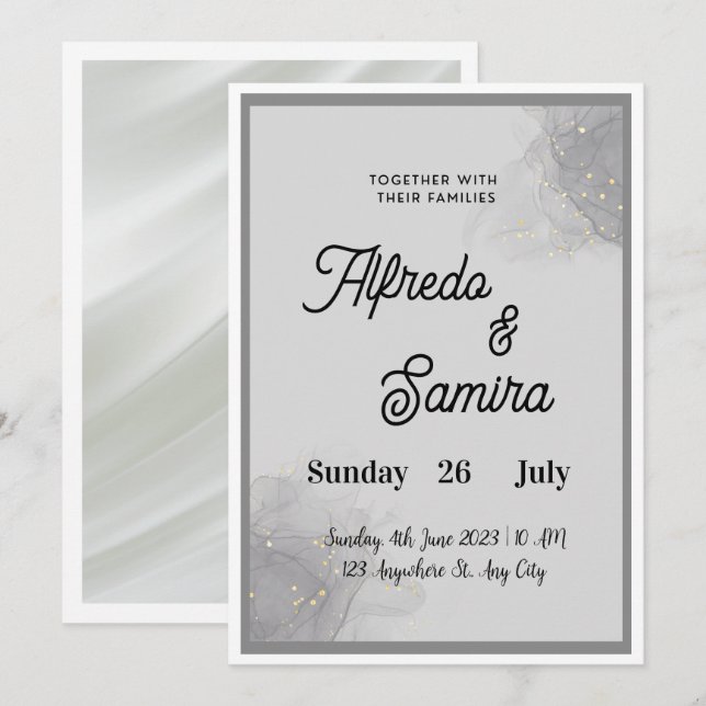 Invitation Carton d'invitation de mariage écriture classique (Devant / Derrière)