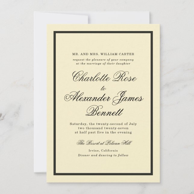 Invitation Carton d'invitation de mariage écriture classique  (Devant)