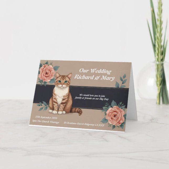 Invitation Carton d'invitation de mariage Élégance de chat am (Devant)