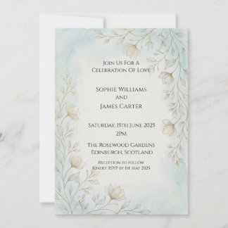 Invitation Carton d'invitation de mariage élégant à motif flo