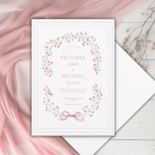 Invitation Carton d'invitation de mariage élégant à motif flo