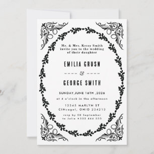 Invitation Carton d'invitation de mariage élégant à motif flo
