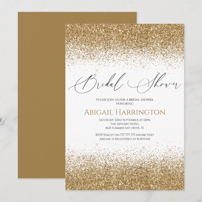 Invitation Carton d'invitation de mariage élégant à paillette (Devant / Derrière)