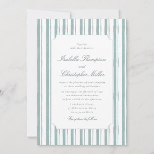 Invitation Carton d'invitation de mariage élégant à rayure bl