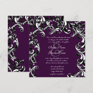 Invitation Carton d'invitation de mariage élégant aubergine p