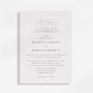 Invitation Carton d'invitation de mariage élégant avec esquis
