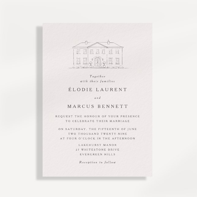 Invitation Carton d'invitation de mariage élégant avec esquis (Créateur téléchargé)