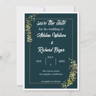 Invitation Carton d'invitation de mariage élégant bleu marine
