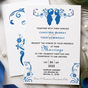 Invitation Carton d'invitation de mariage Elegant Blue Peakco