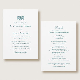 Invitation Carton d'invitation de mariage élégant double face