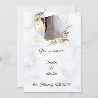 Invitation Carton d'invitation de mariage élégant en marbre d