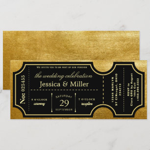 Invitation Carton d'invitation de mariage élégant noir et or