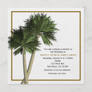 Invitation Carton d'invitation de mariage élégant Palmiers Bl