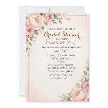 Carton d'invitation de mariage élégant rose pâle f