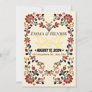 Invitation Carton d'invitation de mariage élégant Rosemaling