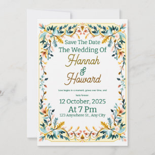 Invitation Carton d'invitation de mariage élégant Rosemaling