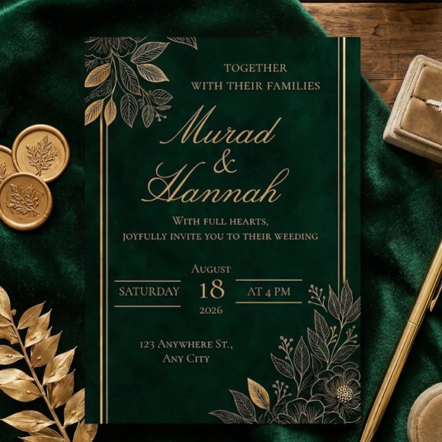 Invitation Carton d'invitation de mariage Émeraude foncé | Bo (Créateur téléchargé)