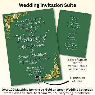 Invitation Carton d'invitation de mariage Émeraude Vert Or Bl