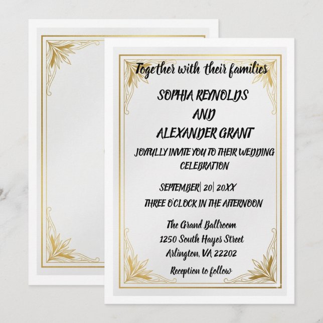 Invitation Carton d'invitation de mariage en acrylique avec f (Devant / Derrière)