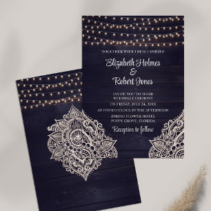 Invitation Carton d'invitation de mariage en bois rustique bl