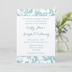 Invitation Carton d'invitation de mariage en damas floral sar