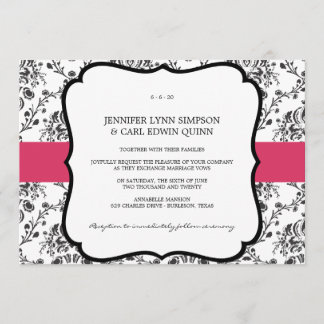 Invitation Carton d'invitation de mariage en damas victorien