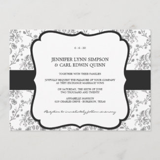 Invitation Carton d'invitation de mariage en damas victorien