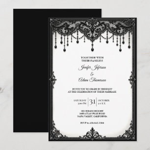 Invitation Carton d'invitation de mariage en dentelle noire