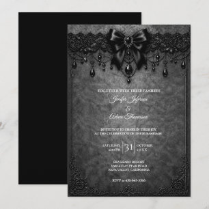 Invitation Carton d'invitation de mariage en dentelle noire