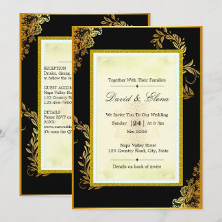 Invitation Carton d'invitation de mariage en dentelle noire e