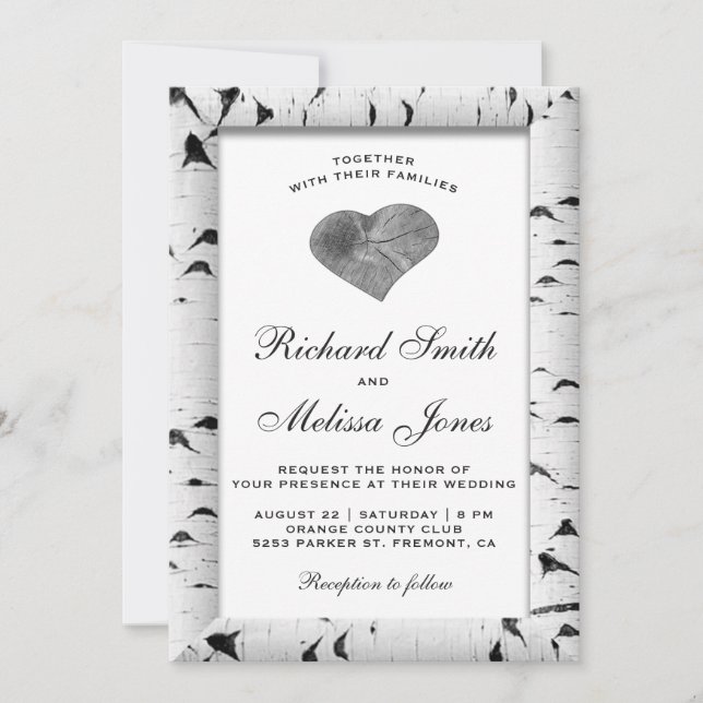 Invitation Carton d'invitation de mariage en écorce d'arbre d (Devant)