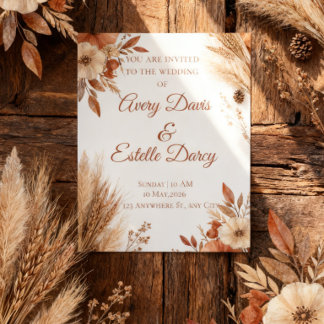 Invitation Carton d'invitation de mariage en terre cuite d'au