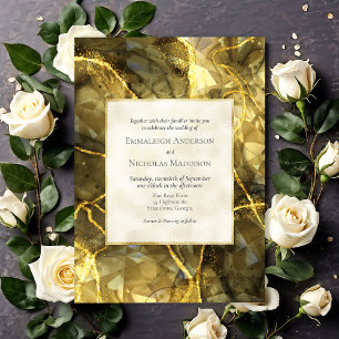 Invitation Carton d'invitation de mariage en topaze noire or