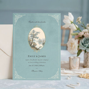 Invitation Carton d'invitation de mariage en velours bleu pou