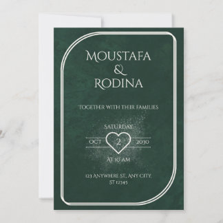 Invitation Carton d'invitation de mariage en velours vert éme
