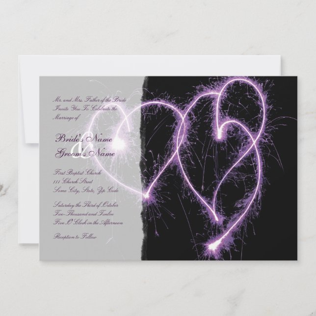 Invitation Carton d'invitation de mariage Étoiles scintillant (Devant)