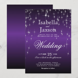 Invitation Carton d'invitation de mariage Étoiles Violettes É